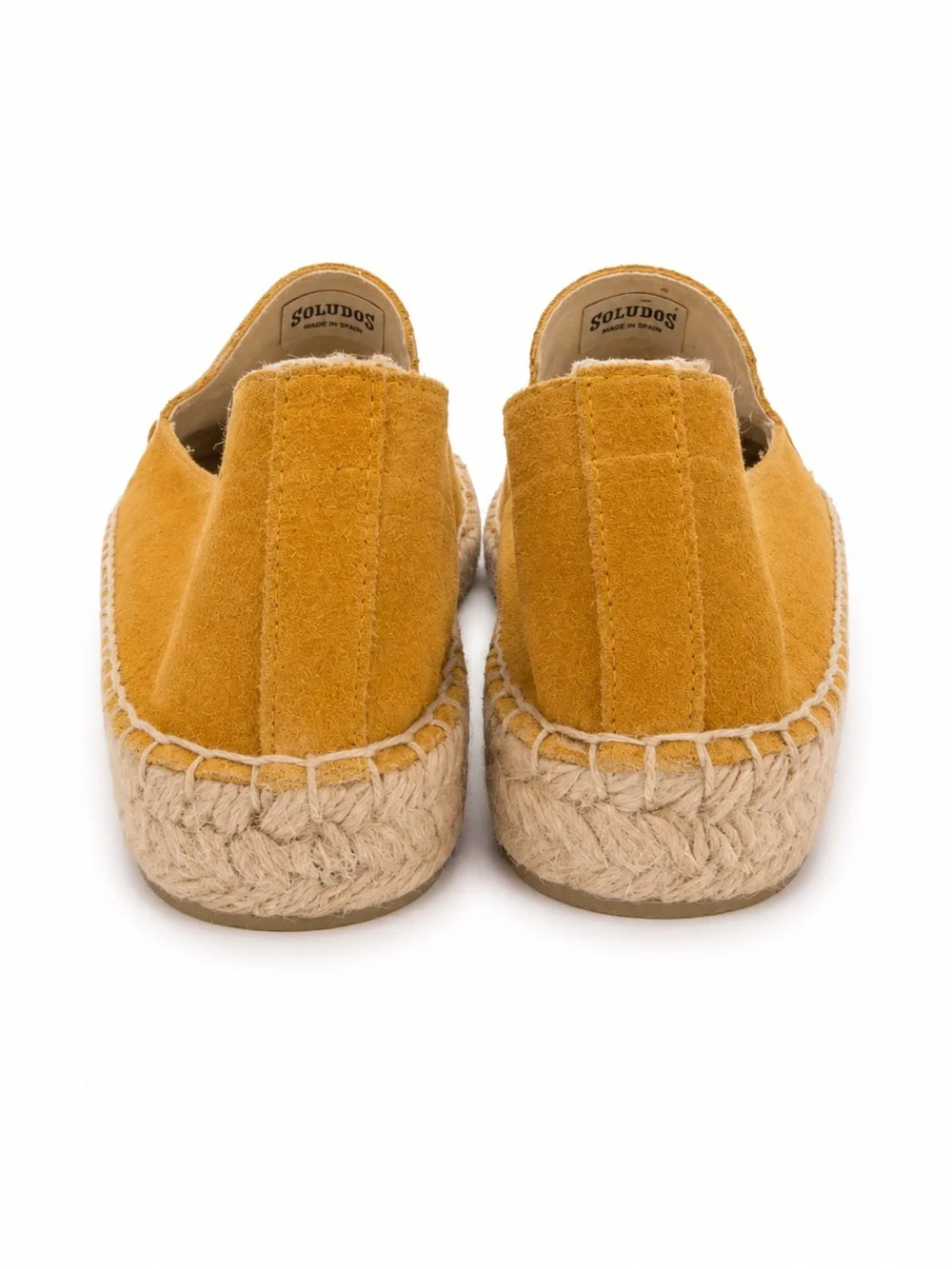 Soludos Suede Espadrille Flats Mustard Yellow Leather Slip On Women’s US 7.5